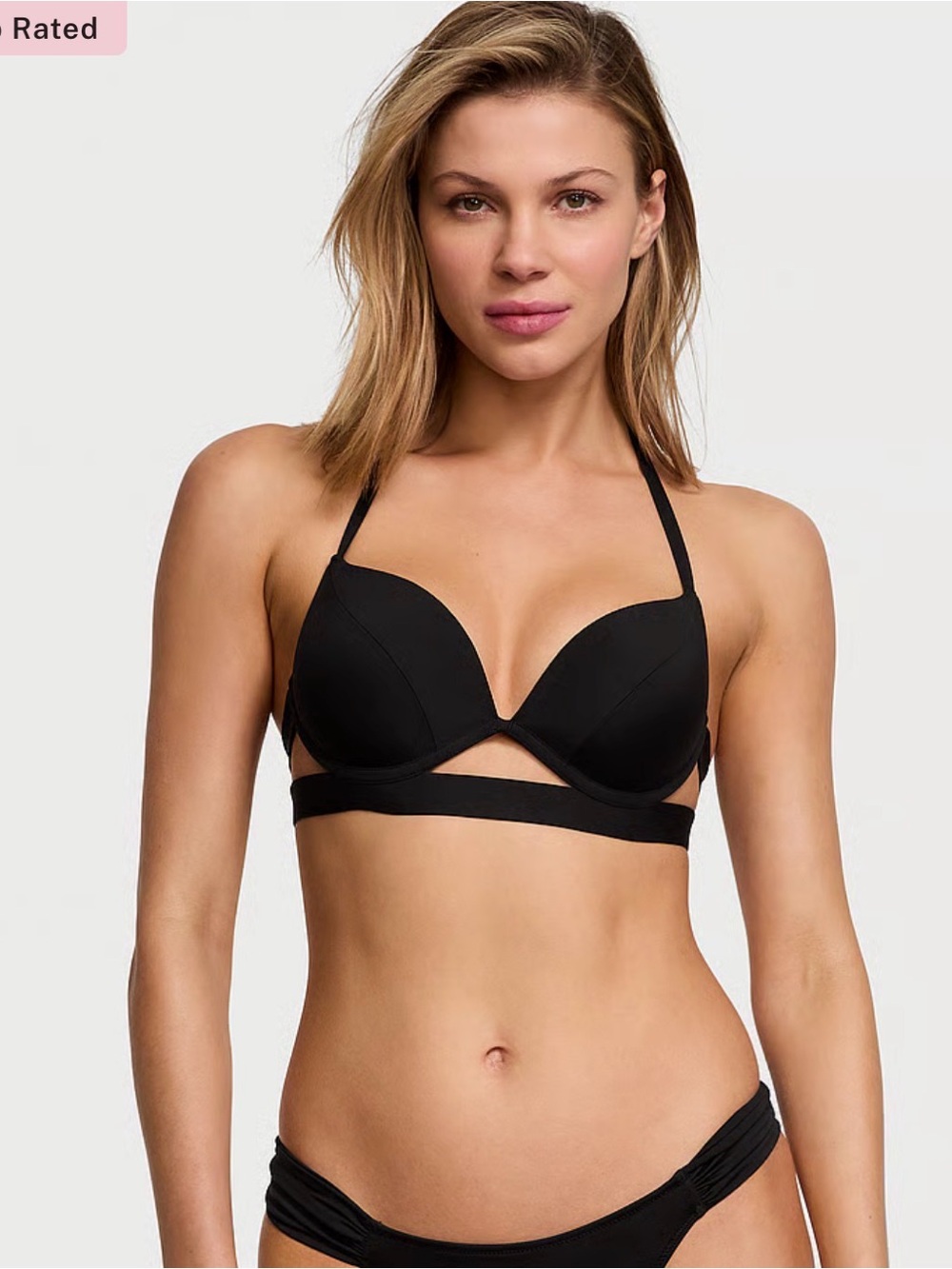 NEW! Victoria’s Secret The Hottie Halter Black Push-Up Bikini Top size 34A